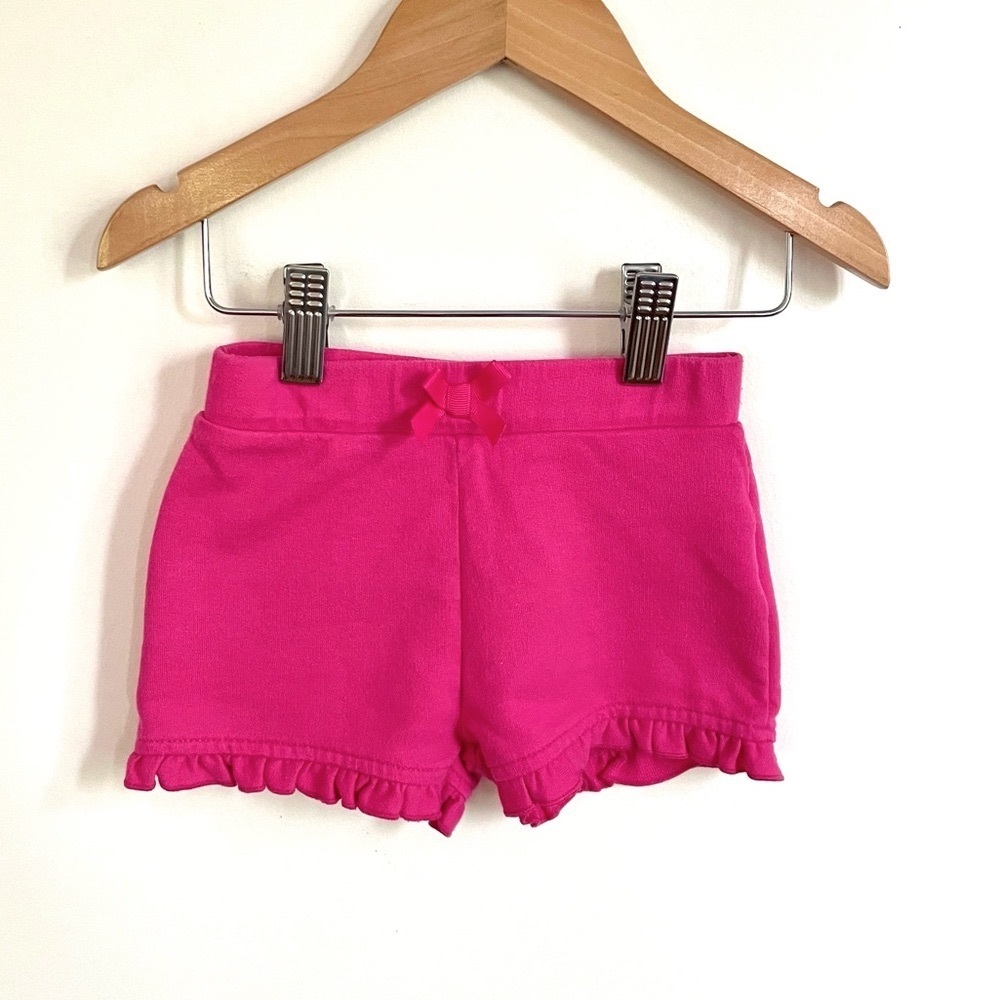 5/$20💥Ruffle Cuff Sweatshorts / Jogger Shorts, Bright Pink, Soft French Terry